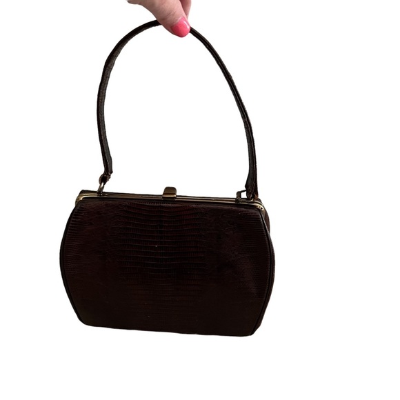 Sterling Vintage Leather Handbag Brown with Gold Clasp - Picture 2 of 8